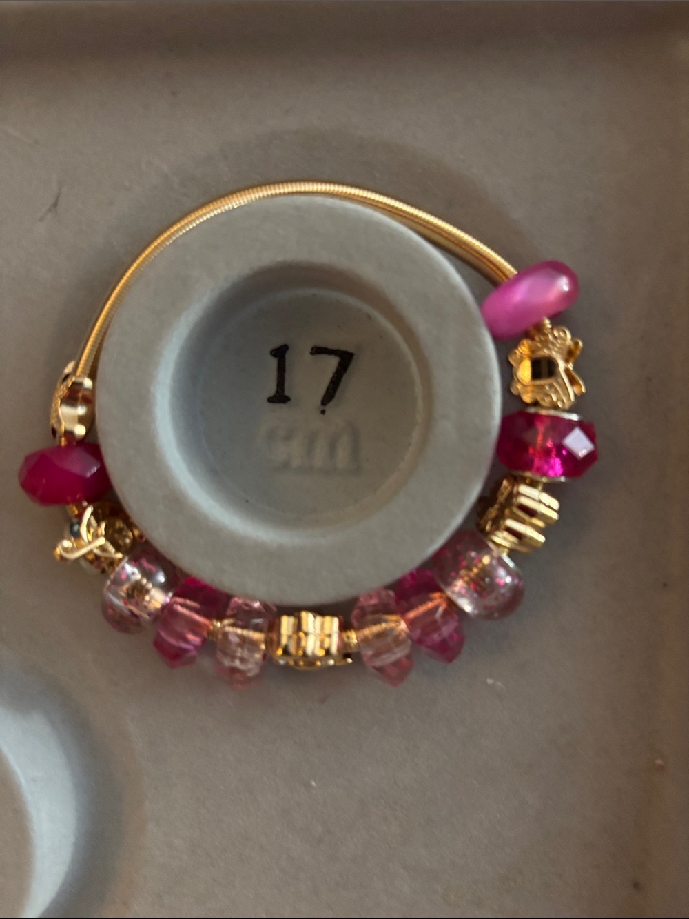 Gold-Tone Bracelet with PinkBeads